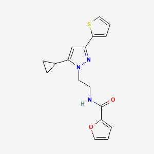 molecular formula C17H17N3O2S B2617727 N-(2-(5-cyclopropyl-3-(thiophen-2-yl)-1H-pyrazol-1-yl)ethyl)furan-2-carboxamide CAS No. 1797327-06-0