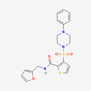 molecular formula C20H21N3O4S2 B2617843 N-[(furan-2-yl)methyl]-3-[(4-phenylpiperazin-1-yl)sulfonyl]thiophene-2-carboxamide CAS No. 1105237-14-6