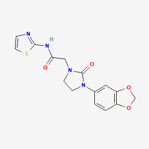 molecular formula C15H14N4O4S B2617926 2-(3-(benzo[d][1,3]dioxol-5-yl)-2-oxoimidazolidin-1-yl)-N-(thiazol-2-yl)acetamide CAS No. 1286703-94-3