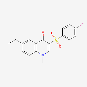 molecular formula C18H16FNO3S B2617941 6-Ethyl-3-(4-fluorobenzenesulfonyl)-1-methyl-1,4-dihydroquinolin-4-one CAS No. 899215-15-7