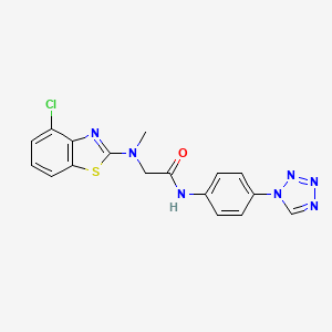 molecular formula C17H14ClN7OS B2617972 N-(4-(1H-tetrazol-1-yl)phenyl)-2-((4-chlorobenzo[d]thiazol-2-yl)(methyl)amino)acetamide CAS No. 1396853-93-2