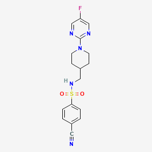 4-cyano-N-((1-(5-fluoropyrimidin-2-yl)piperidin-4-yl)methyl)benzenesulfonamide