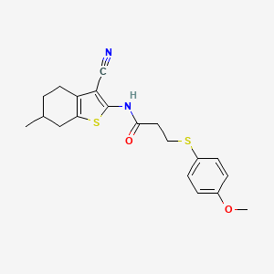 molecular formula C20H22N2O2S2 B2618055 N-(3-cyano-6-methyl-4,5,6,7-tetrahydro-1-benzothiophen-2-yl)-3-[(4-methoxyphenyl)sulfanyl]propanamide CAS No. 941908-78-7