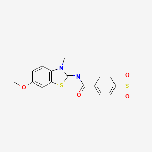 molecular formula C17H16N2O4S2 B2618061 (Z)-N-(6-methoxy-3-methylbenzo[d]thiazol-2(3H)-ylidene)-4-(methylsulfonyl)benzamide CAS No. 896345-85-0