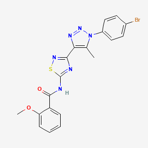 molecular formula C19H15BrN6O2S B2618099 N-{3-[1-(4-bromophenyl)-5-methyl-1H-1,2,3-triazol-4-yl]-1,2,4-thiadiazol-5-yl}-2-methoxybenzamide CAS No. 932350-35-1