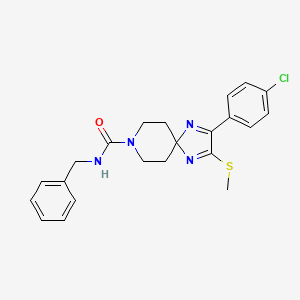 molecular formula C22H23ClN4OS B2618113 N-benzyl-2-(4-chlorophenyl)-3-(methylthio)-1,4,8-triazaspiro[4.5]deca-1,3-diene-8-carboxamide CAS No. 1276288-13-1