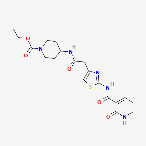 molecular formula C19H23N5O5S B2618118 Ethyl 4-(2-(2-(2-oxo-1,2-dihydropyridine-3-carboxamido)thiazol-4-yl)acetamido)piperidine-1-carboxylate CAS No. 946258-48-6