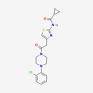 molecular formula C19H21ClN4O2S B2618121 N-(4-(2-(4-(2-chlorophenyl)piperazin-1-yl)-2-oxoethyl)thiazol-2-yl)cyclopropanecarboxamide CAS No. 923145-77-1