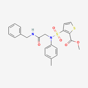 molecular formula C22H22N2O5S2 B2618129 methyl 3-{[(benzylcarbamoyl)methyl](4-methylphenyl)sulfamoyl}thiophene-2-carboxylate CAS No. 895266-38-3