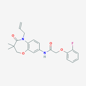 molecular formula C22H23FN2O4 B2618150 N-(5-allyl-3,3-dimethyl-4-oxo-2,3,4,5-tetrahydrobenzo[b][1,4]oxazepin-8-yl)-2-(2-fluorophenoxy)acetamide CAS No. 921565-74-4