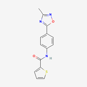 molecular formula C14H11N3O2S B2618151 N-[4-(3-methyl-1,2,4-oxadiazol-5-yl)phenyl]thiophene-2-carboxamide CAS No. 1223894-48-1
