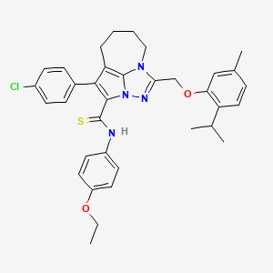 B2618163 1-(4-chlorophenyl)-N-(4-ethoxyphenyl)-4-((2-isopropyl-5-methylphenoxy)methyl)-5,6,7,8-tetrahydro-2a,3,4a-triazacyclopenta[cd]azulene-2-carbothioamide CAS No. 398997-54-1