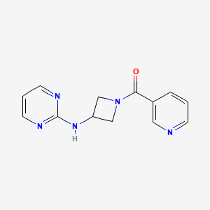 molecular formula C13H13N5O B2618176 N-[1-(pyridine-3-carbonyl)azetidin-3-yl]pyrimidin-2-amine CAS No. 2034301-79-4