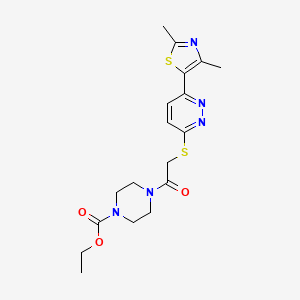 molecular formula C18H23N5O3S2 B2618208 Ethyl 4-(2-((6-(2,4-dimethylthiazol-5-yl)pyridazin-3-yl)thio)acetyl)piperazine-1-carboxylate CAS No. 887225-67-4