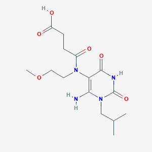 molecular formula C15H24N4O6 B2618265 3-{[6-Amino-1-(2-methylpropyl)-2,4-dioxo-1,2,3,4-tetrahydropyrimidin-5-yl](2-methoxyethyl)carbamoyl}propanoic acid CAS No. 743442-03-7