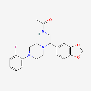molecular formula C21H24FN3O3 B2618326 N-(2-(benzo[d][1,3]dioxol-5-yl)-2-(4-(2-fluorophenyl)piperazin-1-yl)ethyl)acetamide CAS No. 896257-74-2