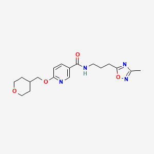 molecular formula C18H24N4O4 B2618391 N-[3-(3-methyl-1,2,4-oxadiazol-5-yl)propyl]-6-[(oxan-4-yl)methoxy]pyridine-3-carboxamide CAS No. 2034449-20-0