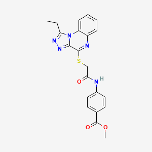 molecular formula C21H19N5O3S B2618434 Methyl 4-[2-({1-ethyl-[1,2,4]triazolo[4,3-a]quinoxalin-4-yl}sulfanyl)acetamido]benzoate CAS No. 1184985-21-4