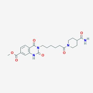 molecular formula C22H28N4O6 B2618466 methyl 3-[6-(4-carbamoylpiperidin-1-yl)-6-oxohexyl]-2,4-dioxo-1,2,3,4-tetrahydroquinazoline-7-carboxylate CAS No. 896386-61-1