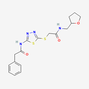 molecular formula C17H20N4O3S2 B2618493 N-[(oxolan-2-yl)methyl]-2-{[5-(2-phenylacetamido)-1,3,4-thiadiazol-2-yl]sulfanyl}acetamide CAS No. 868974-85-0