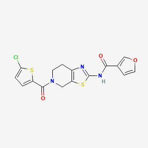 molecular formula C16H12ClN3O3S2 B2618499 N-(5-(5-chlorothiophene-2-carbonyl)-4,5,6,7-tetrahydrothiazolo[5,4-c]pyridin-2-yl)furan-3-carboxamide CAS No. 1428380-11-3
