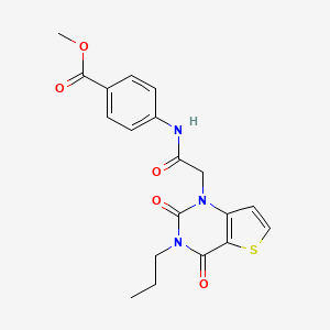 molecular formula C19H19N3O5S B2618505 methyl 4-{[(2,4-dioxo-3-propyl-3,4-dihydrothieno[3,2-d]pyrimidin-1(2H)-yl)acetyl]amino}benzoate CAS No. 1260996-23-3