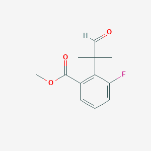 molecular formula C12H13FO3 B2618510 Methyl 3-fluoro-2-(2-methyl-1-oxopropan-2-yl)benzoate CAS No. 2248298-70-4