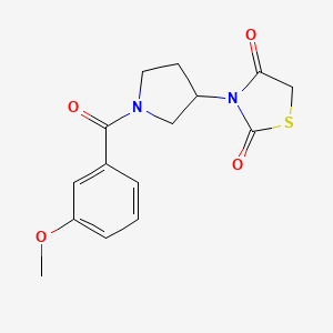 molecular formula C15H16N2O4S B2618525 3-(1-(3-Methoxybenzoyl)pyrrolidin-3-yl)thiazolidine-2,4-dione CAS No. 1795301-43-7