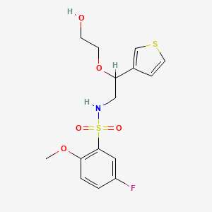 molecular formula C15H18FNO5S2 B2618528 2-[2-(5-fluoro-2-methoxybenzenesulfonamido)-1-(thiophen-3-yl)ethoxy]ethan-1-ol CAS No. 2034616-43-6