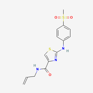 molecular formula C14H15N3O3S2 B2618536 N-allyl-2-((4-(methylsulfonyl)phenyl)amino)thiazole-4-carboxamide CAS No. 1209242-32-9
