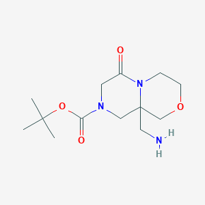 molecular formula C13H23N3O4 B2618540 Tert-butyl 9a-(aminomethyl)-6-oxo-octahydropyrazino[2,1-c][1,4]oxazine-8-carboxylate CAS No. 2460749-43-1