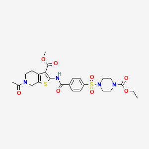 molecular formula C25H30N4O8S2 B2618599 ethyl 4-(4-{[6-acetyl-3-(methoxycarbonyl)-4H,5H,6H,7H-thieno[2,3-c]pyridin-2-yl]carbamoyl}benzenesulfonyl)piperazine-1-carboxylate CAS No. 449769-19-1
