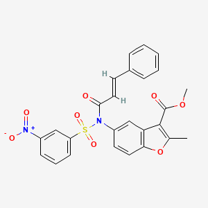 molecular formula C26H20N2O8S B2618602 methyl 2-methyl-5-[(2E)-N-(3-nitrobenzenesulfonyl)-3-phenylprop-2-enamido]-1-benzofuran-3-carboxylate CAS No. 463353-59-5