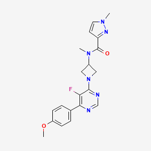 molecular formula C20H21FN6O2 B2618619 N-{1-[5-fluoro-6-(4-methoxyphenyl)pyrimidin-4-yl]azetidin-3-yl}-N,1-dimethyl-1H-pyrazole-3-carboxamide CAS No. 2380183-78-6