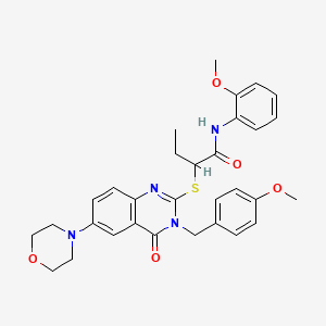 molecular formula C31H34N4O5S B2618620 N-(2-methoxyphenyl)-2-({3-[(4-methoxyphenyl)methyl]-6-(morpholin-4-yl)-4-oxo-3,4-dihydroquinazolin-2-yl}sulfanyl)butanamide CAS No. 689772-28-9