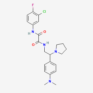molecular formula C22H26ClFN4O2 B2618667 N-(3-chloro-4-fluorophenyl)-N'-{2-[4-(dimethylamino)phenyl]-2-(pyrrolidin-1-yl)ethyl}ethanediamide CAS No. 899729-33-0