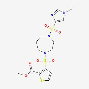 molecular formula C15H20N4O6S3 B2618704 methyl 3-((4-((1-methyl-1H-imidazol-4-yl)sulfonyl)-1,4-diazepan-1-yl)sulfonyl)thiophene-2-carboxylate CAS No. 1903693-27-5