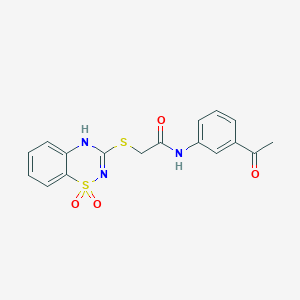 molecular formula C17H15N3O4S2 B2618743 N-(3-acetylphenyl)-2-[(1,1-dioxo-4H-1lambda6,2,4-benzothiadiazin-3-yl)sulfanyl]acetamide CAS No. 899724-63-1