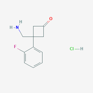 3-(Aminomethyl)-3-(2-fluorophenyl)cyclobutan-1-one hydrochloride