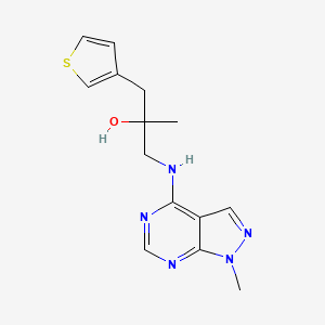 molecular formula C14H17N5OS B2618750 2-methyl-1-({1-methyl-1H-pyrazolo[3,4-d]pyrimidin-4-yl}amino)-3-(thiophen-3-yl)propan-2-ol CAS No. 2380182-58-9