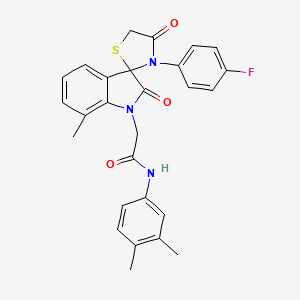 N-(3,4-dimethylphenyl)-2-(3'-(4-fluorophenyl)-7-methyl-2,4'-dioxospiro[indoline-3,2'-thiazolidin]-1-yl)acetamide