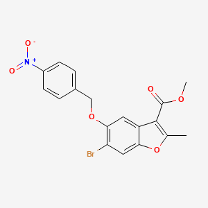 molecular formula C18H14BrNO6 B2618787 Methyl 6-bromo-2-methyl-5-[(4-nitrophenyl)methoxy]-1-benzofuran-3-carboxylate CAS No. 308295-93-4