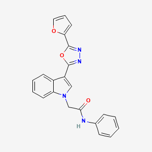 molecular formula C22H16N4O3 B2618788 2-(3-(5-(furan-2-yl)-1,3,4-oxadiazol-2-yl)-1H-indol-1-yl)-N-phenylacetamide CAS No. 1021118-71-7
