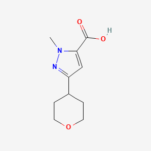 molecular formula C10H14N2O3 B2618798 1-Methyl-3-(oxan-4-YL)-1H-pyrazole-5-carboxylic acid CAS No. 1526383-55-0