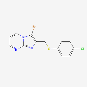 3-Bromo-2-(((4-chlorophenyl)thio)methyl)imidazo[1,2-a]pyrimidine