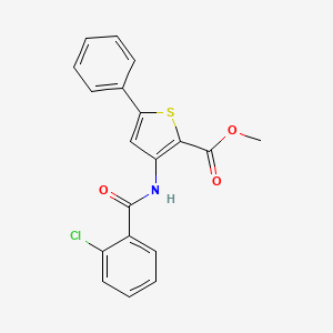 molecular formula C19H14ClNO3S B2618819 Methyl 3-(2-chlorobenzamido)-5-phenylthiophene-2-carboxylate CAS No. 477326-22-0