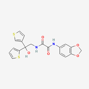 molecular formula C19H16N2O5S2 B2618832 N'-(2H-1,3-benzodioxol-5-yl)-N-[2-hydroxy-2-(thiophen-2-yl)-2-(thiophen-3-yl)ethyl]ethanediamide CAS No. 2034238-12-3