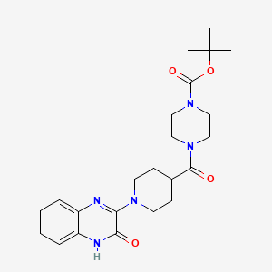 molecular formula C23H31N5O4 B2618835 Tert-butyl 4-(1-(3-oxo-3,4-dihydroquinoxalin-2-yl)piperidine-4-carbonyl)piperazine-1-carboxylate CAS No. 1207023-12-8