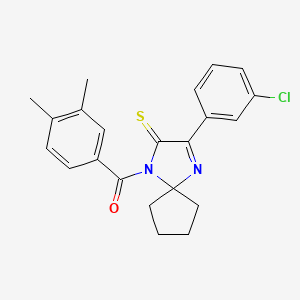 3-(3-Chlorophenyl)-1-(3,4-dimethylbenzoyl)-1,4-diazaspiro[4.4]non-3-ene-2-thione