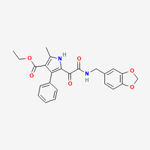 molecular formula C24H22N2O6 B2618858 ethyl 5-({[(2H-1,3-benzodioxol-5-yl)methyl]carbamoyl}carbonyl)-2-methyl-4-phenyl-1H-pyrrole-3-carboxylate CAS No. 1105245-45-1